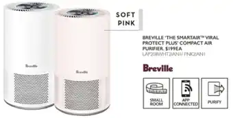 Harvey Norman BREVILLE 'THE SMARTAIR VIRAL PROTECT PLUS' COMPACT AIR PURIFIER offer