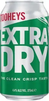 Woolworths Tooheys Extra Dry Blocks 30x375ml Cans offer