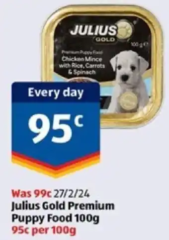 ALDI Julius Gold Premium Puppy Food 100g offer