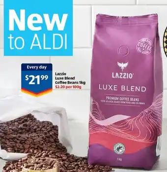 ALDI Lazzio  Luxe Blend Coffee Beans 1kg offer