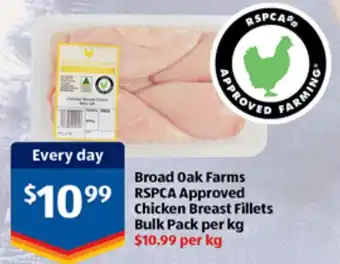 ALDI Broad Oak Farms RSPCA Approved Chicken Breast Fillets Bulk Pack per kg offer