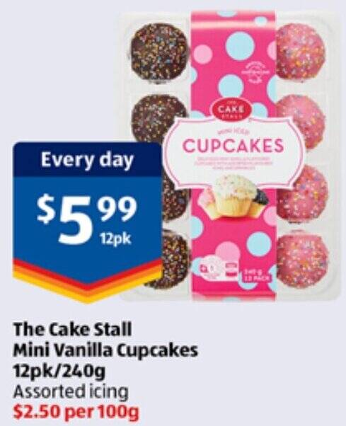 The Cake Stall Mini Vanilla Cupcakes 12pk/240g offer at ALDI