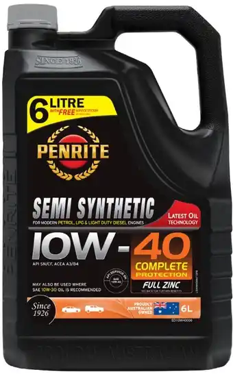 Autopro Penrite Semi Synthetic 10W40 6L offer