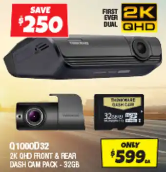 Autobarn Q1000D32 2K QHD FRONT & REAR DASH CAM PACK - 32GB offer