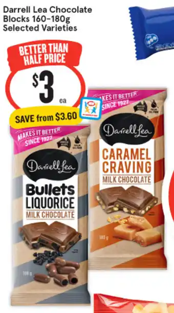 IGA Darrell Lea Chocolate Blocks 160-180g Selected Varieties offer