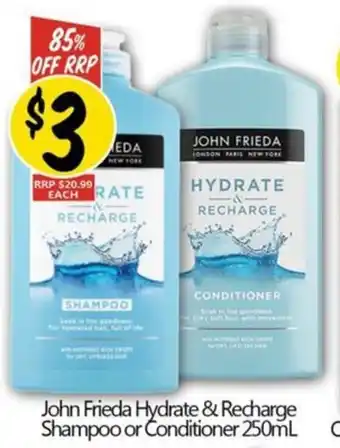 John Frieda Hydrate & Recharge Shampoo or Conditioner 250mL