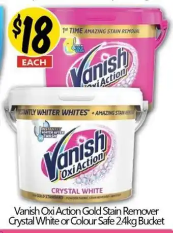 Vanish Oxi Action Gold Stain Remover Crystal White or Colour Safe 2.4kg Bucket