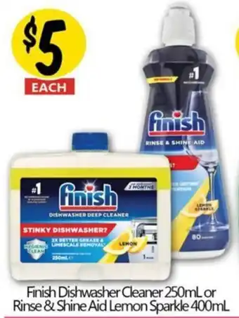 NQR Finish Dishwasher Cleaner 250mL or Rinse & Shine Aid Lemon Sparkle 400mL offer