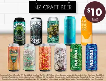 Vintage Cellars Duncans Juniper IPA Can 440mL, Kura Kura Lager Can 500mL, Kura Kura Pale Ale Can 500mL, Garage Project California IPA Can 440 offer