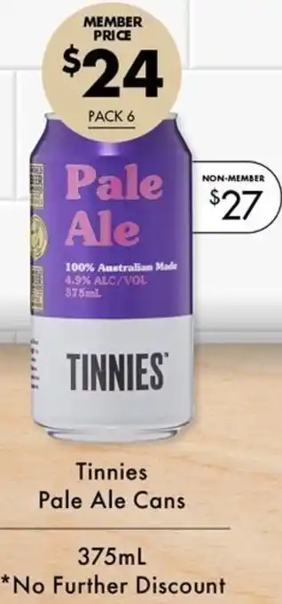 Vintage Cellars Tinnies Pale Ale Cans 375ml offer