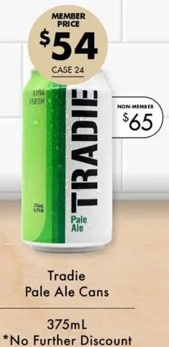 Vintage Cellars Tradie Pale Ale Cans 375mL offer