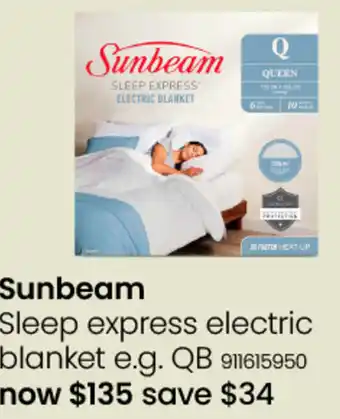 Myer Sunbeam Sleep express electric blanket e.g. QB offer