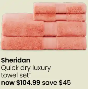 Myer Quick dry luxury towel set offer