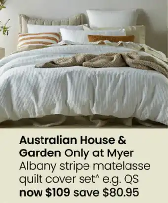 Myer Albany stripe matelasse quilt cover set^ e.g. QS offer