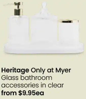 Myer Glass bathroom accessories in clear offer