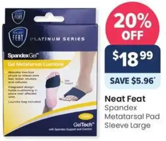 Neat Feat Spandex Metatarsal Pad Sleeve Large