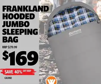 Getaway Outdoors FRANKLAND HOODED JUMBO SLEEPING BAG offer