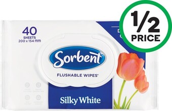 Woolworths Sorbent Flushable Toilet Wipes Pk 40 offer