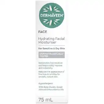 Woolworths Dermaveen Hydrating Facial Moisturiser 75ml offer