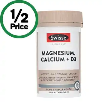 Woolworths Swisse Ultiboost Magnesium, Calcium + Vitamin D3 Tablets Pk 120 offer