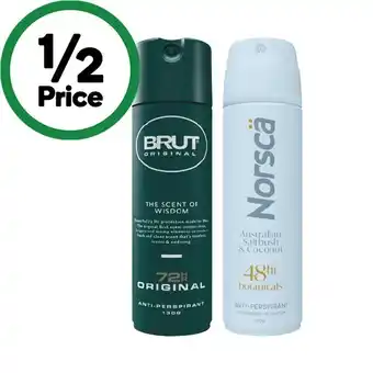 Woolworths Brut 72 Hour Antiperspirant Deodorant or Norsca Australian Series Deodorant 130g offer