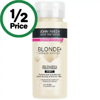 Woolworths John Frieda Blonde+ Repair Pre-Shampoo Treatment 100ml offer