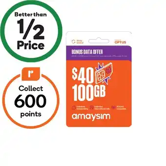 Woolworths amaysim $40 Starter Pack offer