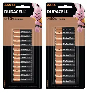 Coles Duracell Coppertop Batteries AA 16 Pack or AAA 14 Pack offer