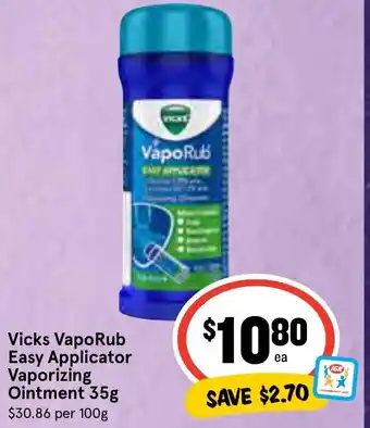 IGA Vicks VapoRub Easy Applicator Vaporizing Ointment 35g offer