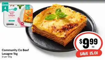 IGA Community Co Beef Lasagne 1kg offer