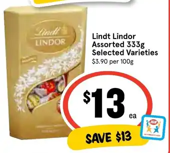 IGA Lindt Lindor Assorted 333g Selected Varieties offer