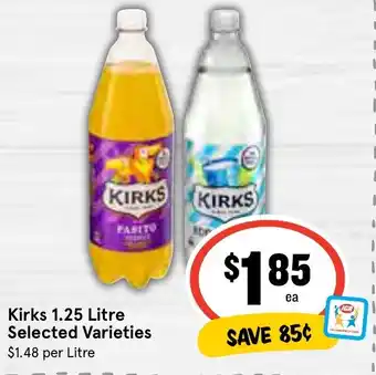 IGA Kirks 1.25 Litre per Litre Selected Varieties offer