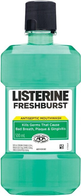 Woolworths Listerine Mouthwash Freshburst 500ml offer