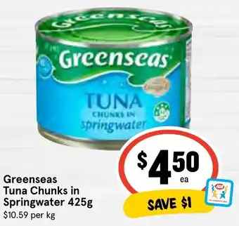 IGA Greenseas Tuna Chunks in Springwater 425g offer