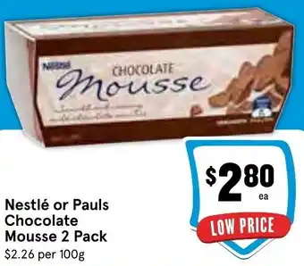 IGA Nestlé or Pauls Chocolate Mousse 2 Pack offer