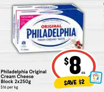 IGA Philadelphia Original Cream Cheese Block 2x250g offer