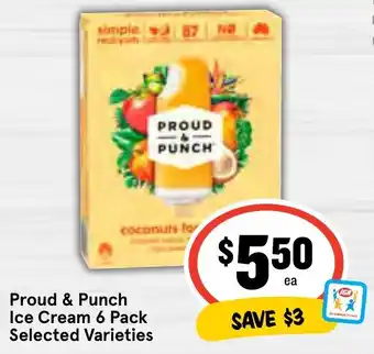 IGA Proud & Punch Ice Cream 6 Pack Selected Varieties offer