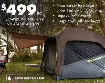 BCF ZEMPIRE PRONTO 4 V2 INFLATABLE AIR TENT offer