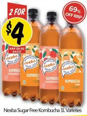 NQR Nexba Sugar Free Kombucha 1L Varieties offer