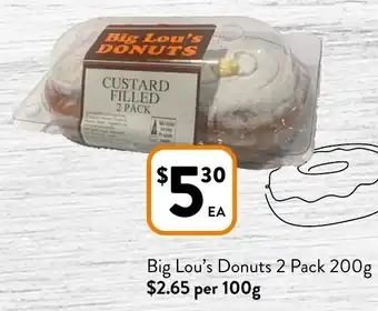 Foodworks Big Lou's Donuts 2 Pack 200g offer