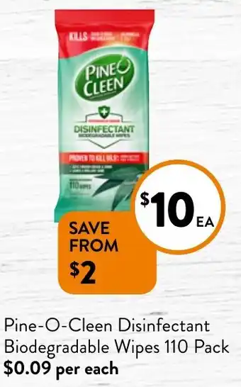 Foodworks Pine-O-Cleen Disinfectant Biodegradable Wipes 110 Pack offer