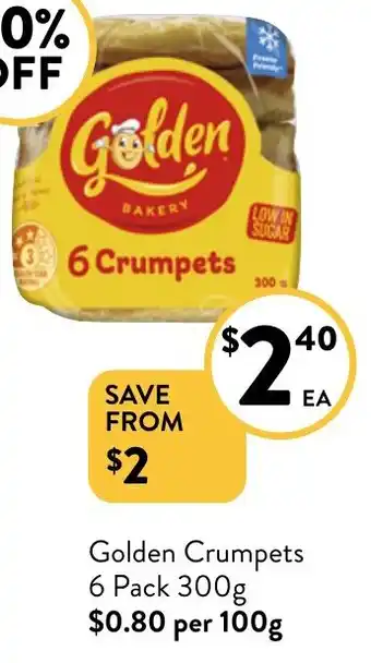 Foodworks Golden Crumpets 6 Pack 300g offer