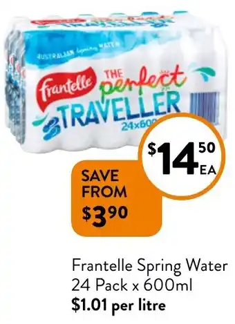 Foodworks Frantelle Spring Water 24 Pack x 600ml offer