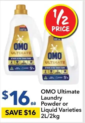 Ritchies OMO Ultimate Laundry Powder or Liquid Varieties 2L/2kg offer