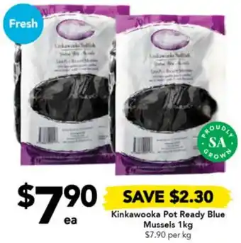 Drakes Kinkawooka Pot Ready Blue Mussels 1kg offer