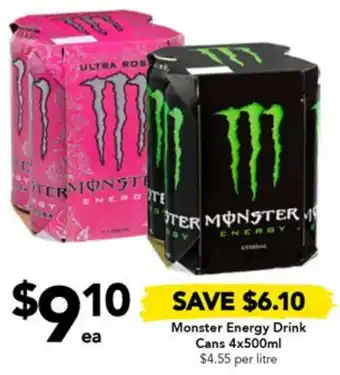 Drakes Monster Energy Drink Cans 4x500ml offer