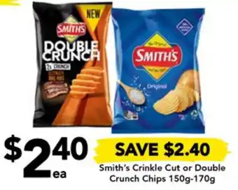 Drakes Smith's Crinkle Cut or Double Crunch Chips 150g-170g offer