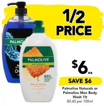 Drakes Palmolive Naturals or Palmolive Men Body Wash 1lt offer