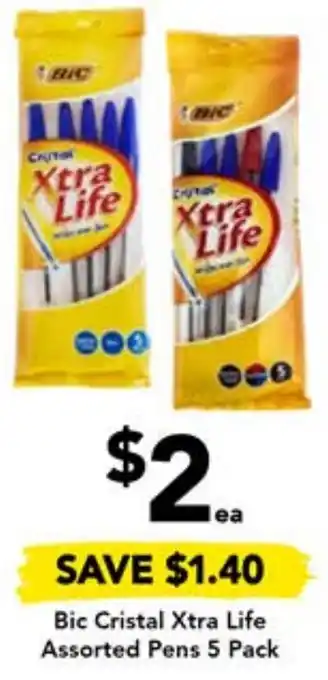 Drakes Bic Cristal Xtra Life Assorted Pens 5 Pack offer