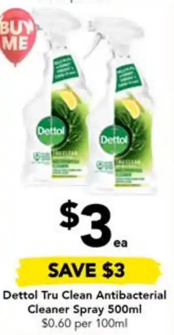 Drakes Dettol Tru Clean Antibacterial Cleaner Spray 500ml offer